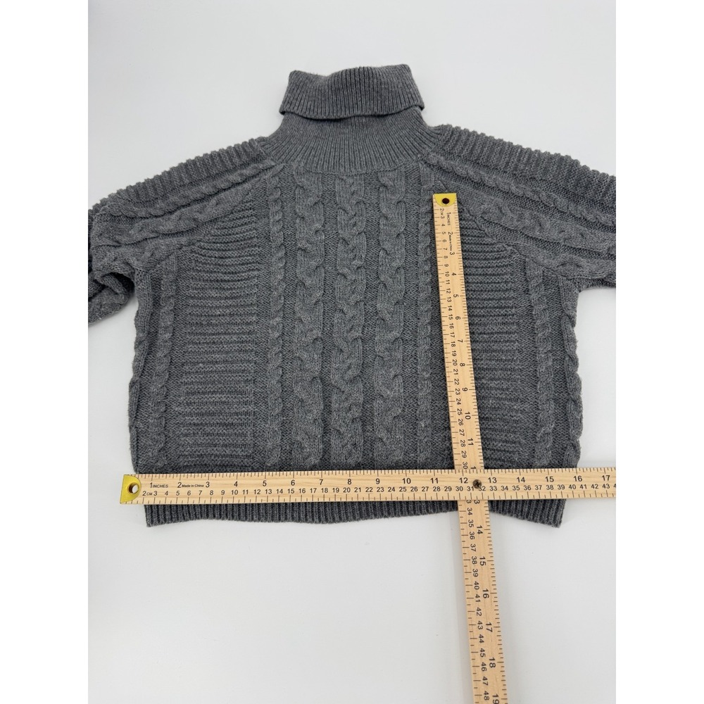 Lulus Sweater Womens XS Gray Cable Knit Turtleneck Cropped Cozy Warm Winter - Picture 6 of 12